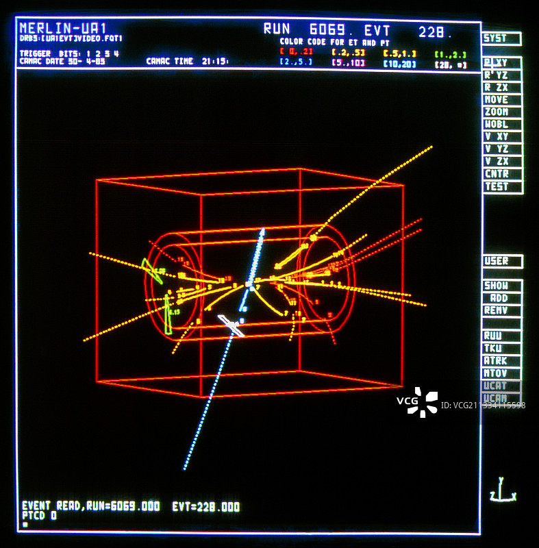 欧洲核子研究中心Ua1探测器中的W粒子衰变图片素材
