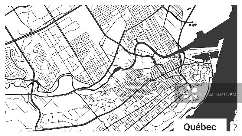 加拿大安大略省魁北克市横版地图图片素材