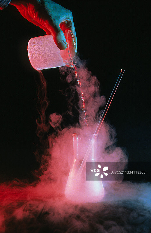 液氮倒入烧瓶图片素材