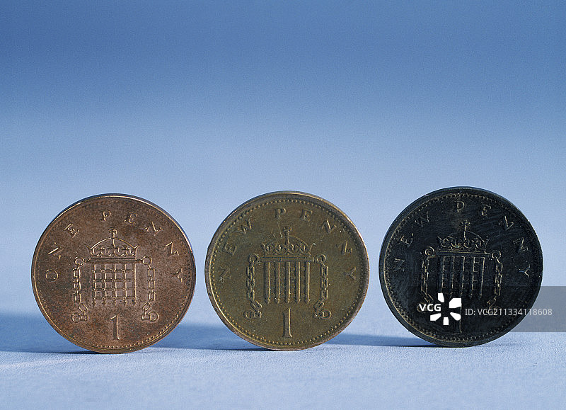 不同年代的硬币图片素材