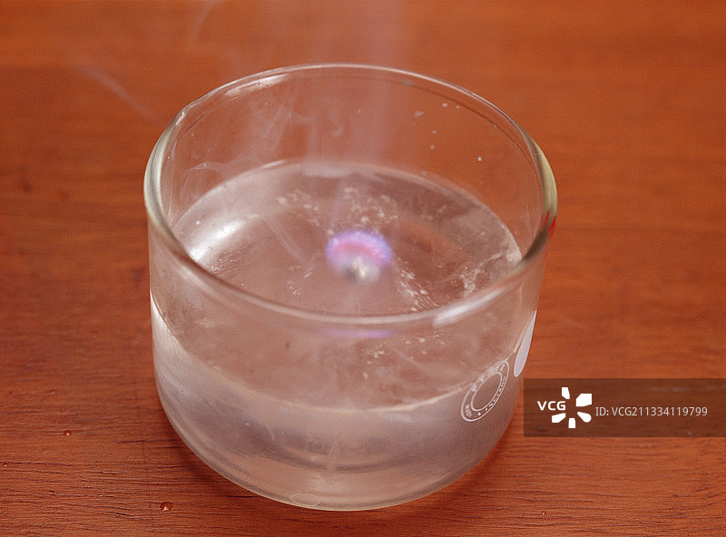 钾在水中燃烧图片素材