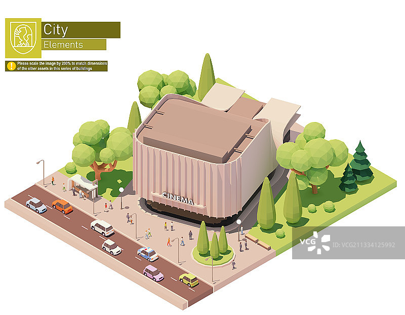 2.5D电影院建筑图片素材