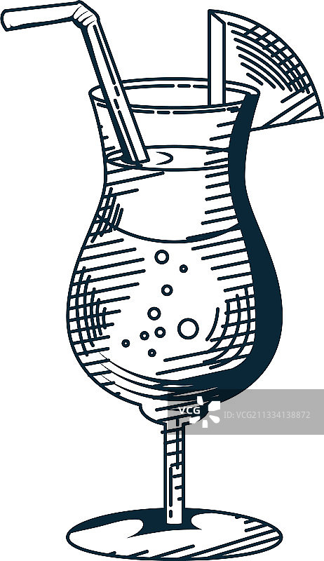 带吸管的果汁杯手绘风格图标图片素材