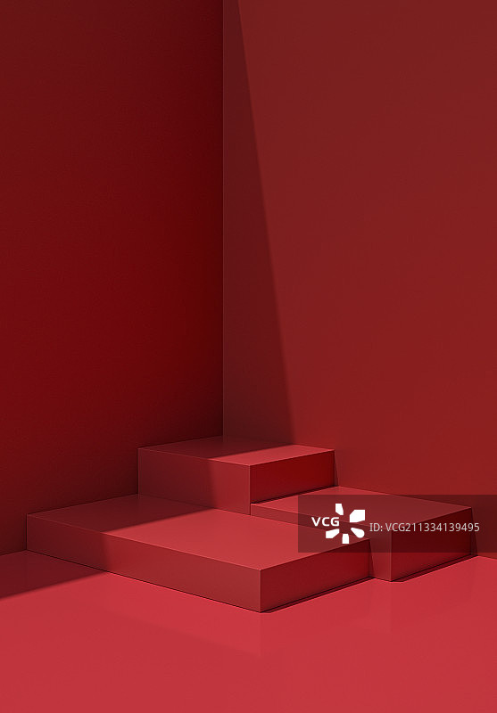 红色产品展台三维场景图片素材