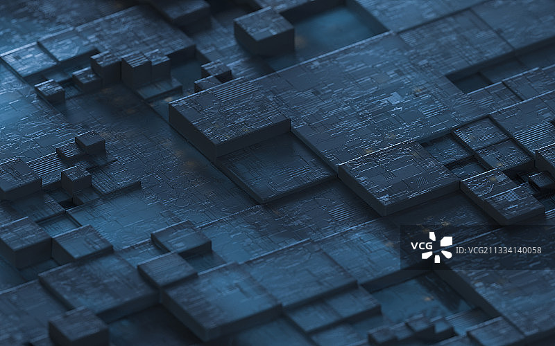 黑色科技感的电路板 3D渲染图片素材