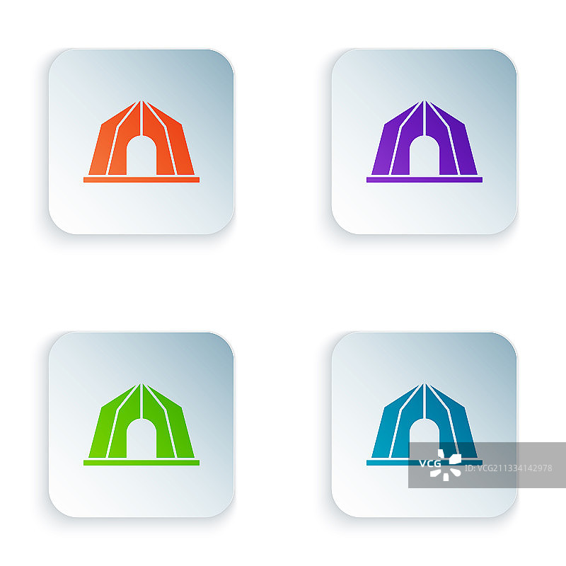 彩色马戏团帐篷图标（白色背景）图片素材