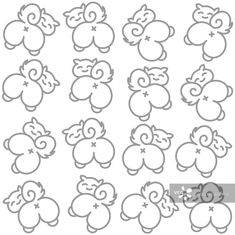 柯基犬滑稽地展示屁股的无缝拼接图片素材