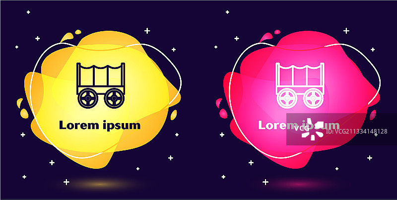 线条图案的西部篷车图片素材