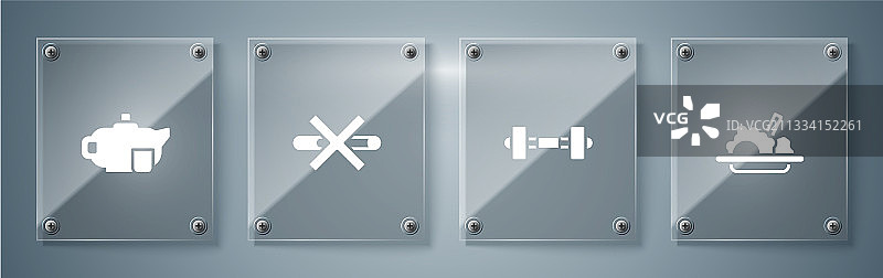 健康食品哑铃禁烟茶壶套装图片素材