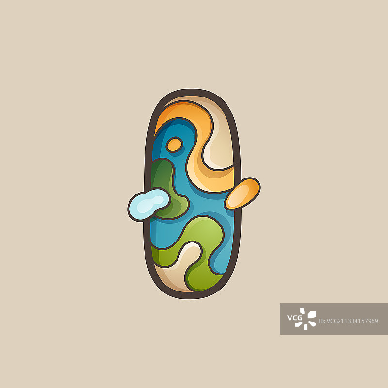 带有地形图线条图案的字母I标志图片素材