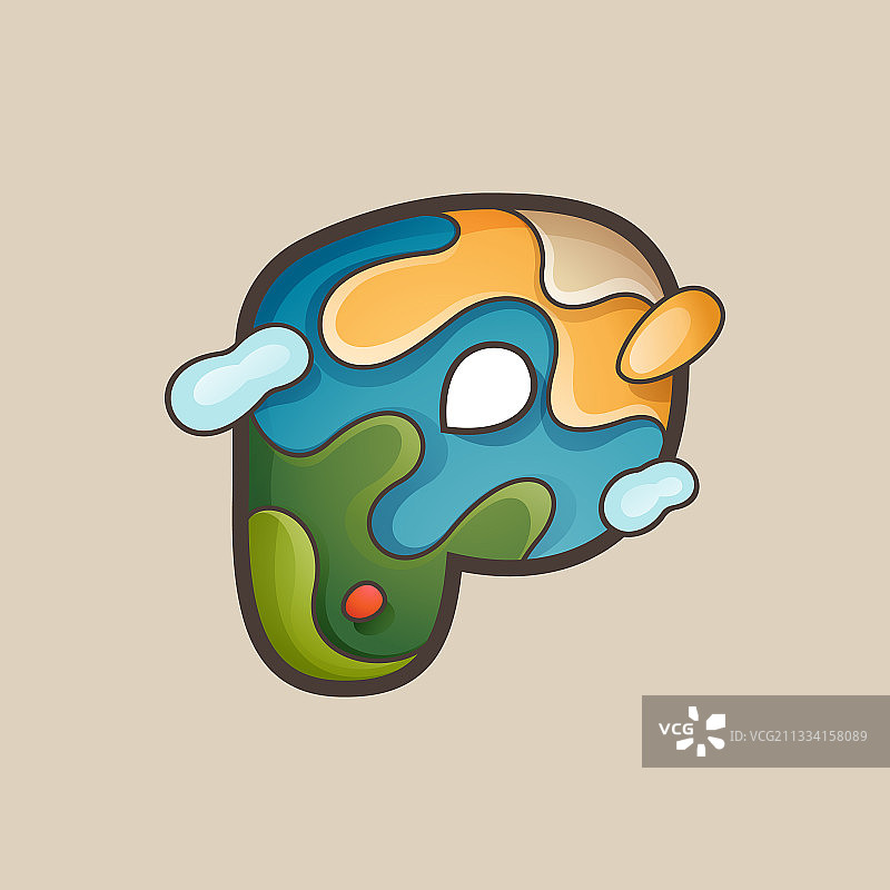 带有地形图线条图案的字母P标志图片素材