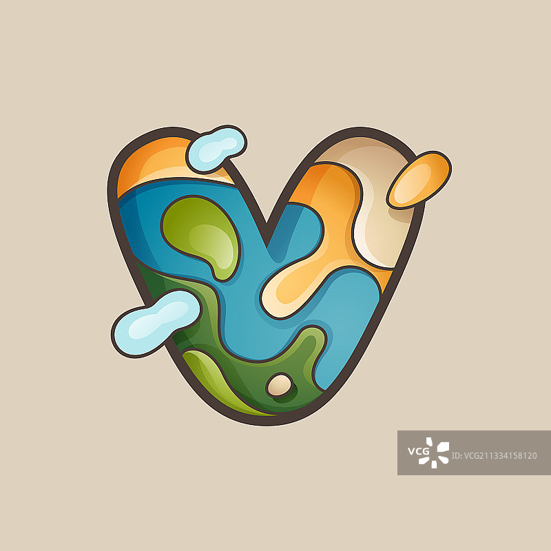 地形图线条字母V标志图片素材