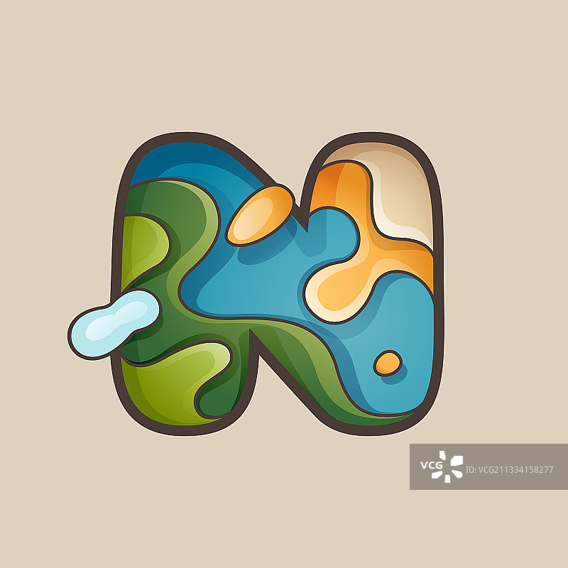 字母N标志：地形图线条图案图片素材