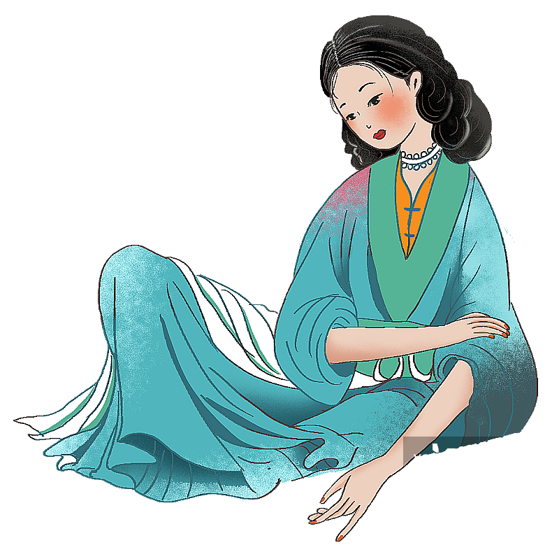 坐着的古风美人图片素材