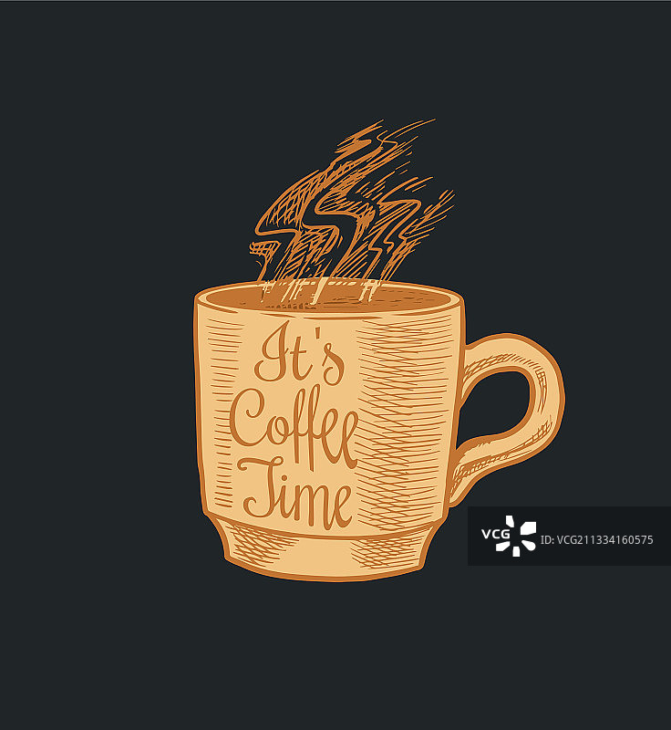 咖啡店标志和杯子复古风格图案图片素材