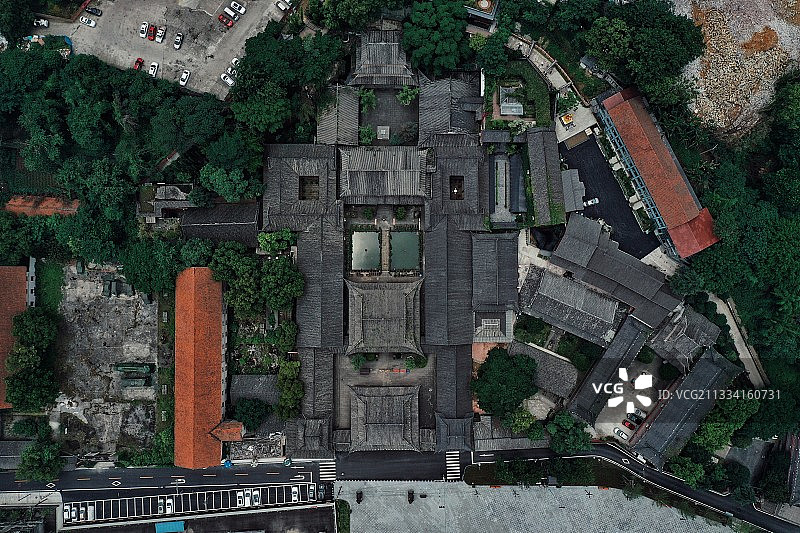 四川内江圣水寺航拍图片素材
