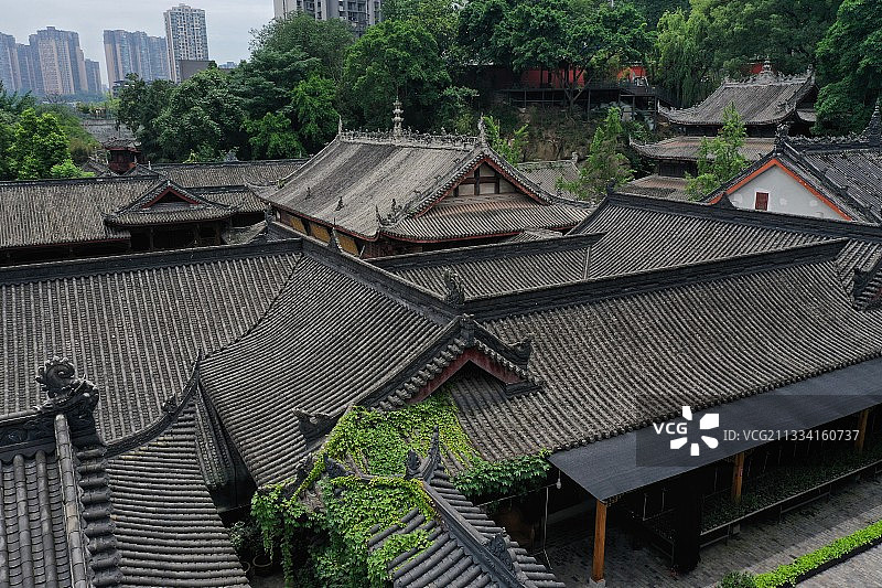 四川内江圣水寺航拍图片素材