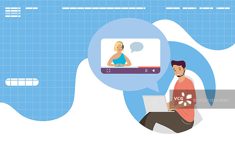 年轻人使用笔记本电脑进行视频会议图片素材