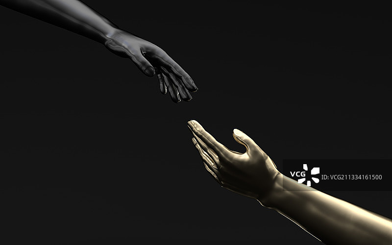 黑色背景下的手臂雕塑 3D渲染图片素材