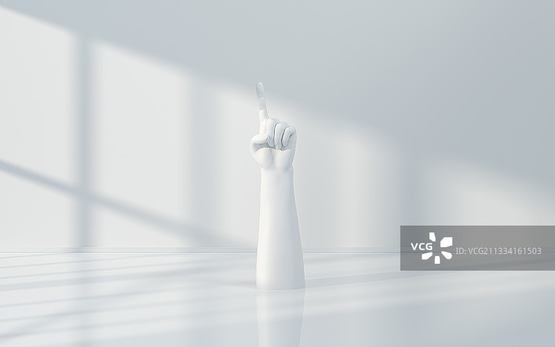 白色背景下的手臂雕塑 3D渲染图片素材