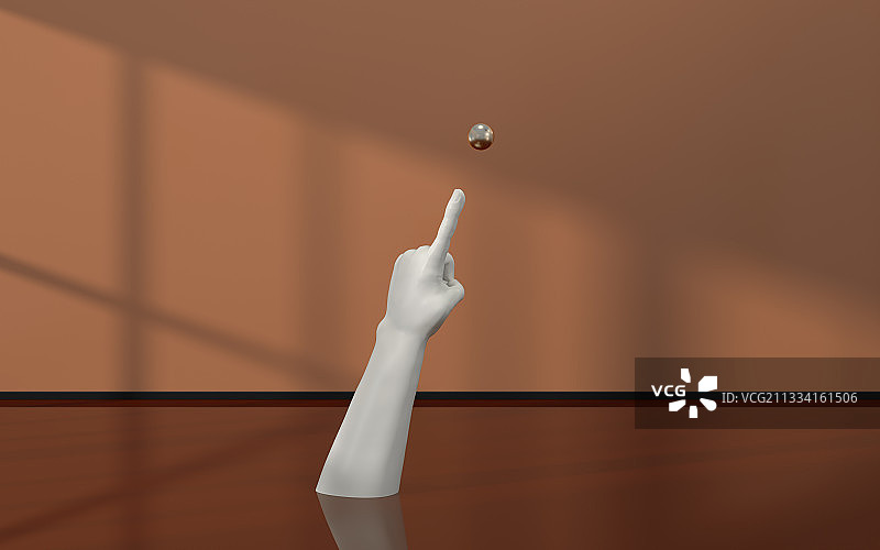 房间内的手臂雕塑 3D渲染图片素材
