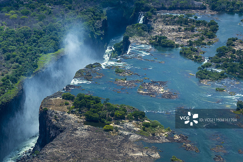 赞比西河上的维多利亚瀑布 - 赞比亚/津巴布韦图片素材