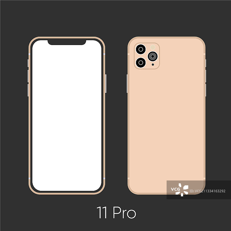 2019新款手机11 Pro金色模型（黑色背景）图片素材