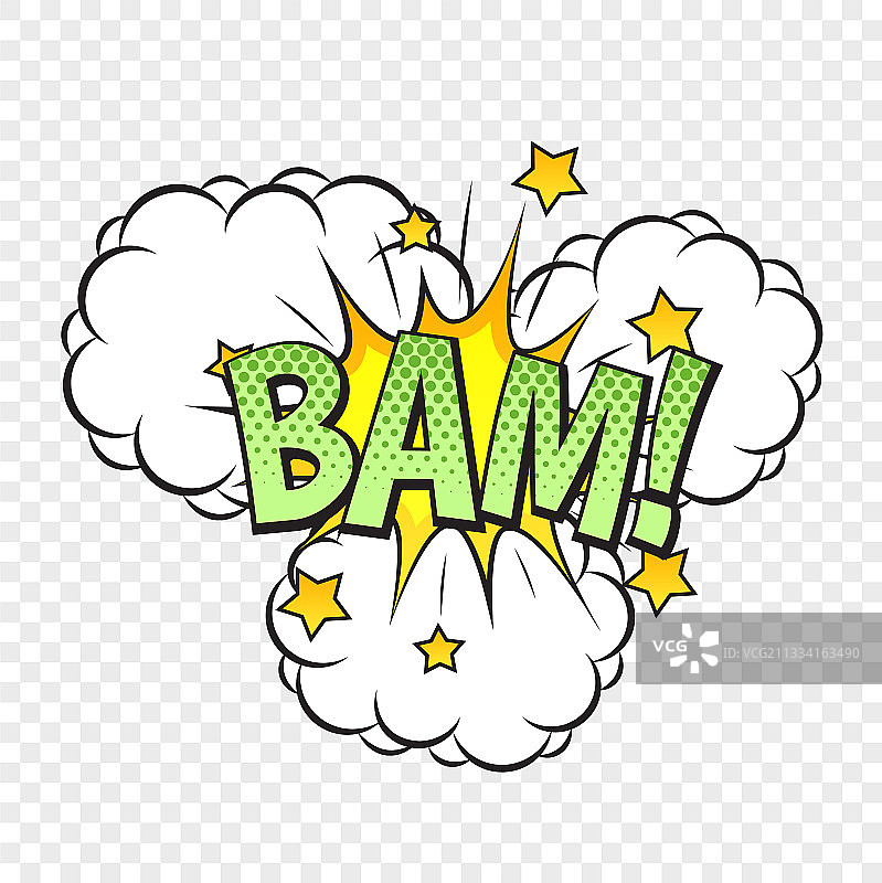 透明背景上的 BAM 漫画风格文字图片素材