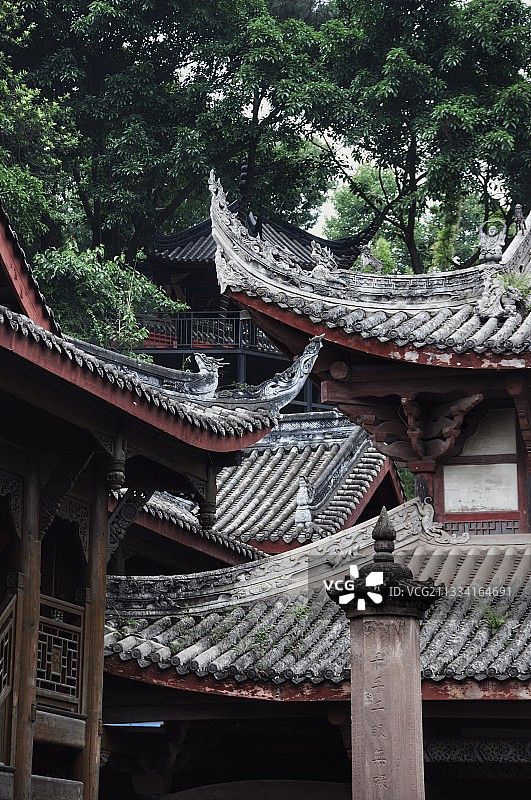 四川内江圣水寺飞檐斗拱图片素材
