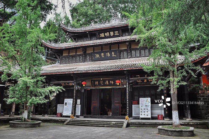 四川内江圣水寺飞檐斗拱图片素材