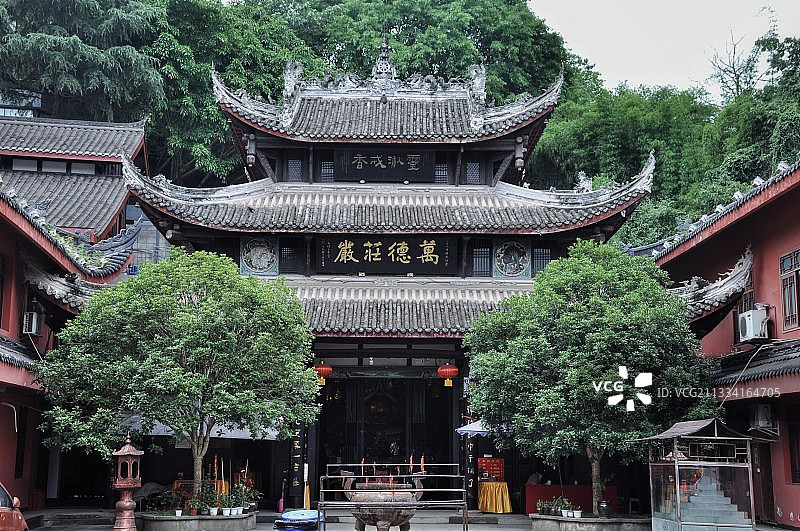 四川内江圣水寺飞檐斗拱图片素材