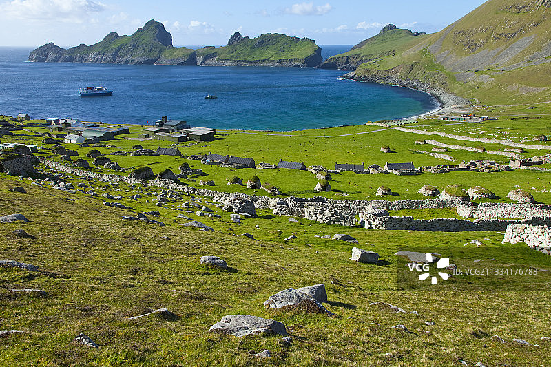 圣基尔达赫塔岛，乡村海湾，苏格兰赫布里底群岛图片素材