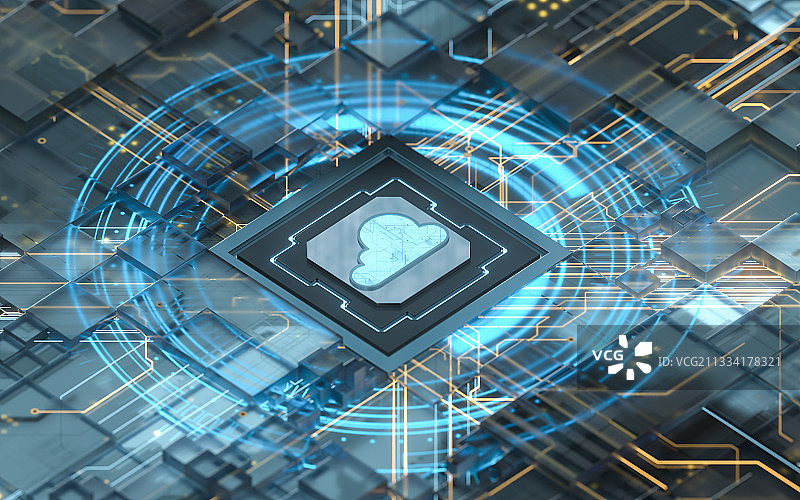 芯片与云计算 3D渲染图片素材