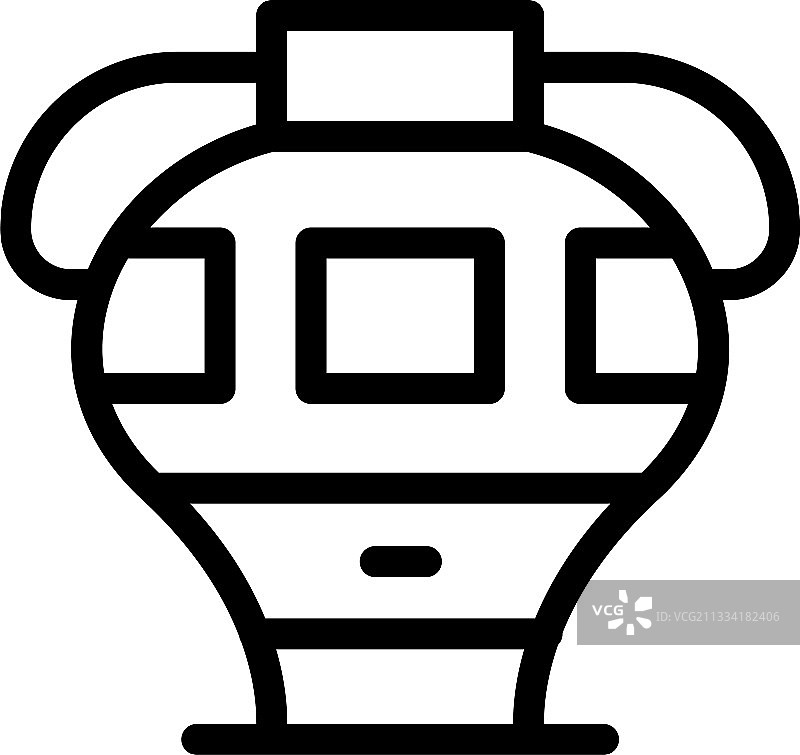 东方双耳细颈土罐图标轮廓样式图片素材