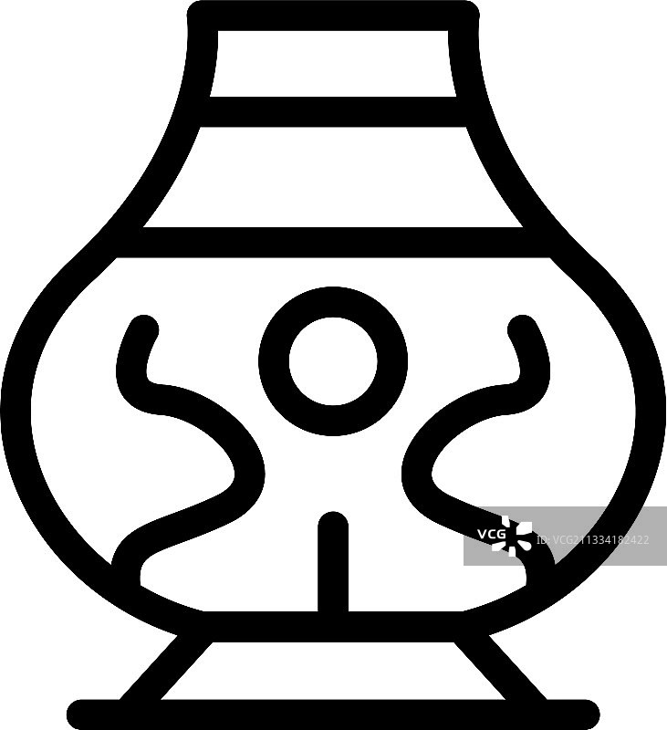 手工双耳细颈土罐轮廓图标图片素材
