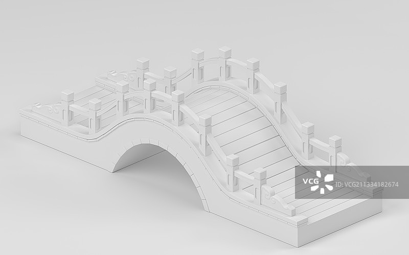 白色的中国风的桥 3D渲染图片素材