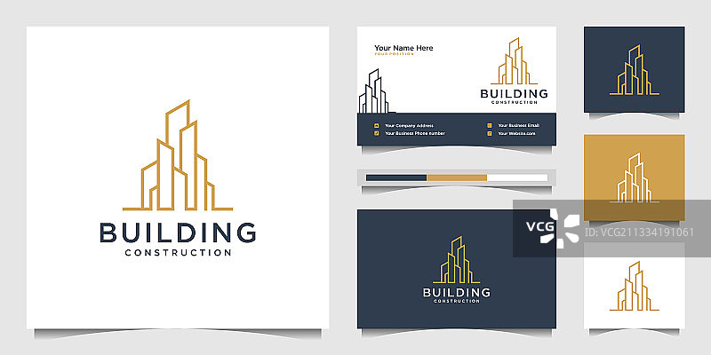 线条风格的建筑设计Logo图片素材