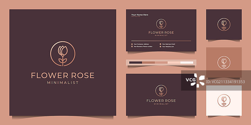 极简优雅的玫瑰花线条艺术风格图片素材