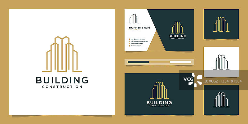 线条风格的建筑设计Logo图片素材