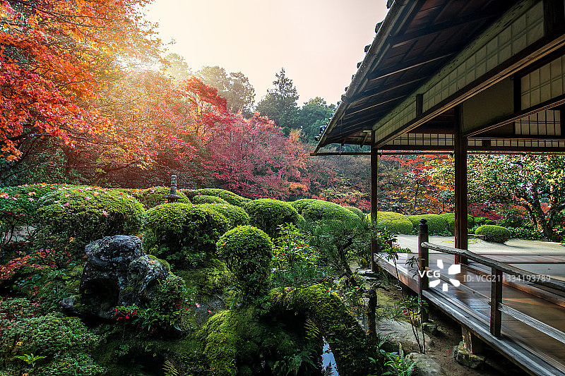 日本京都诗仙堂日落图片素材