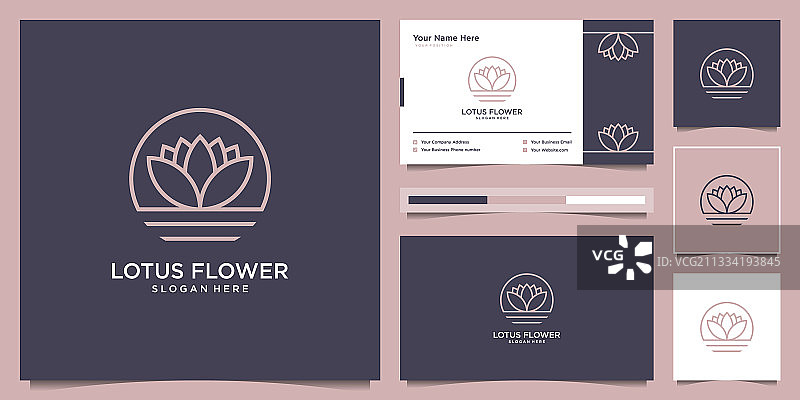 莲花标志线条艺术风格图片素材