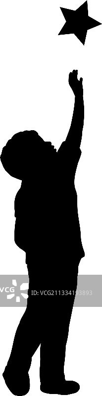 试图摘星星的男孩剪影图片素材