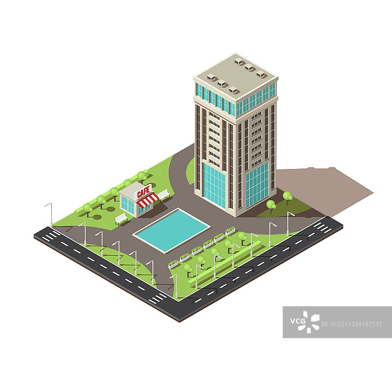 2.5D办公楼设计图片素材