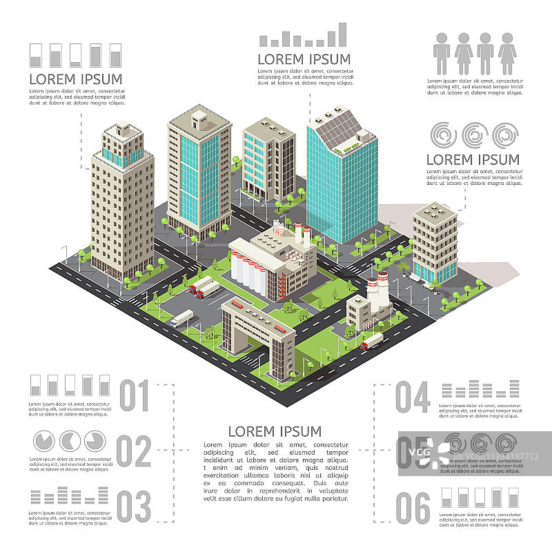 2.5D办公大楼信息图图片素材