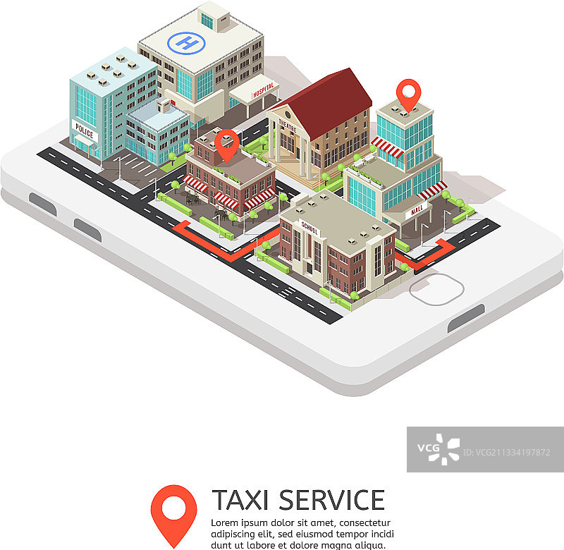手机出租车服务2.5D设计图片素材