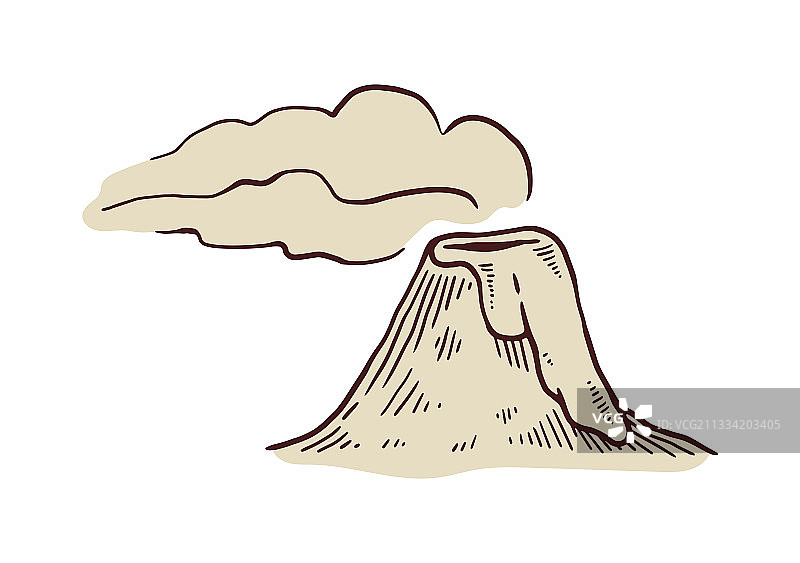 卡通手绘火山喷发雕刻图片素材