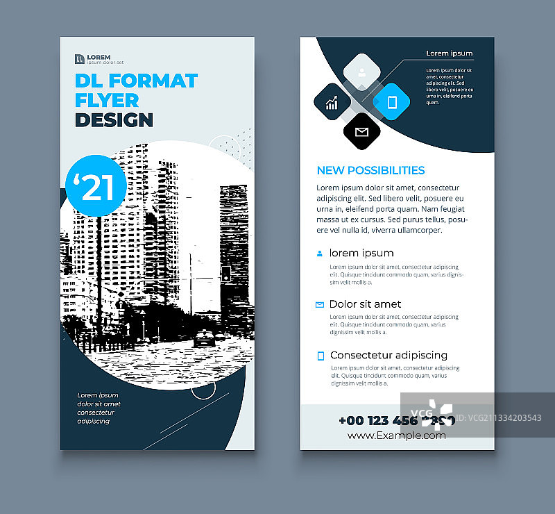 dl宣传单设计排版（黑蓝企业风）图片素材