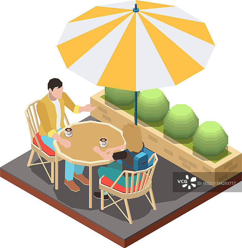 雨伞咖啡厅约会构图图片素材