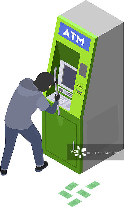 ATM机抢劫2.5D构图图片素材