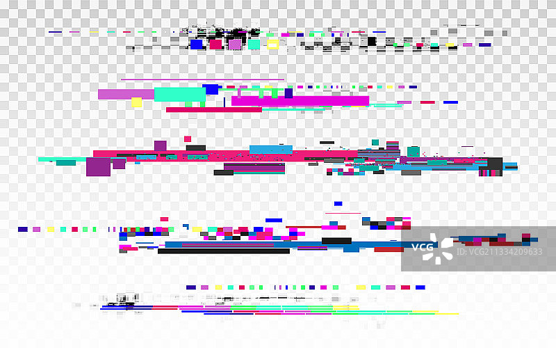 具有彩色元素的数字抽象故障合集图片素材